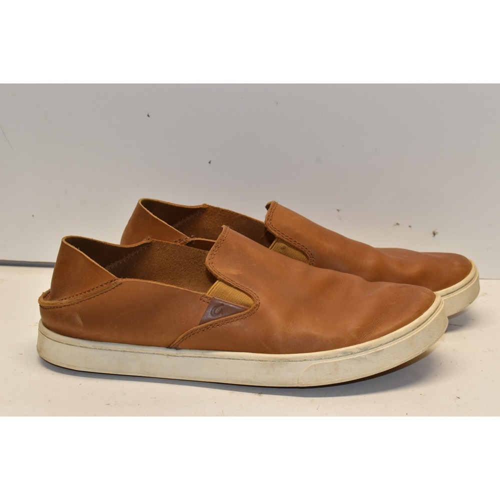 Olukai Pehuea Brown Leather Slip On Shoes Womens 9.5 Comfort Sneakers Walking